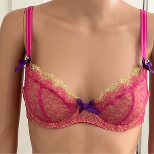 Agent Provocateur Lingerie Ariel Pink/Yellow bra 36B